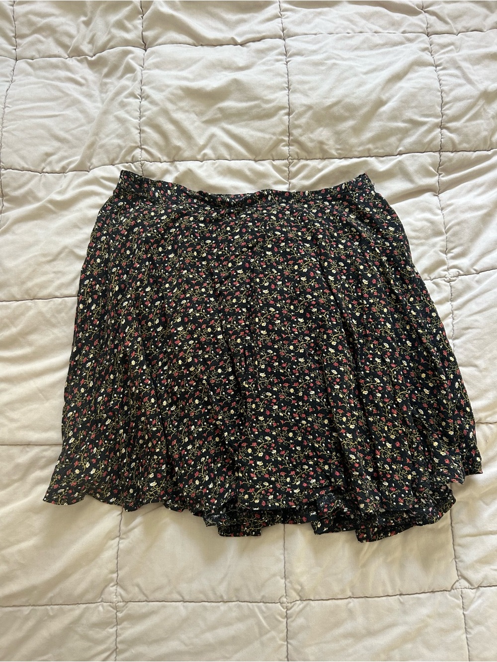 Ralph Lauren Black Floral Circle Skirt with Pink & Cream Accents